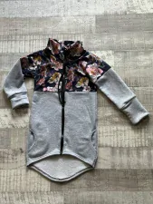 KVĚTY rostoucí dlouhá dětská mikina na zip